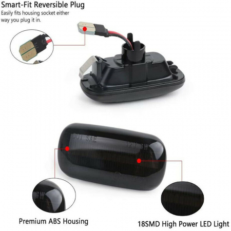 Proiectoare, Lampi & Leduri - Set 2 Semnalizari Aripa LED dedicate pentru Audi A2, A3, A4, A6, A8, TT, Allroad - BTLL-297-1