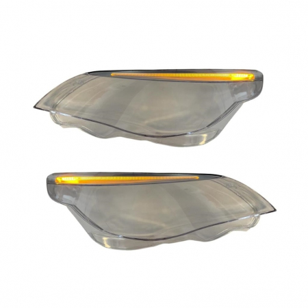 Set 2 sticle faruri cu pleoapa LED pentru BMW Seria 5 E60/E61 cu far Halogen sau Xenon (2004-2010) - HB153 [4]