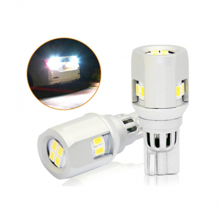 Becuri si sigurante auto - Set 2x Led Auto Canbus T15 W16W 10 Smd 3020 12V - 4KH-T15-W
