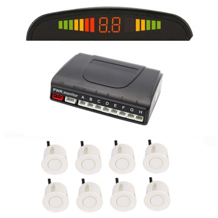 Set 8 senzori parcare Albi fata spate cu display LED S300-8-White [5]