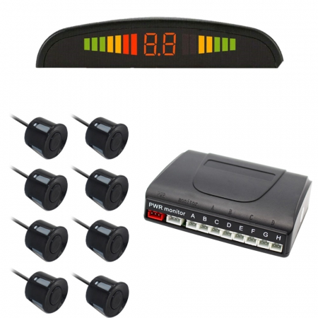 Set 8 senzori parcare Negri fata spate cu display LED S300-8-Black [5]