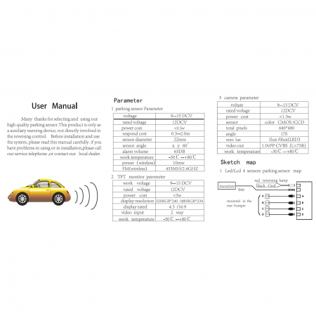 Set 8 senzori parcare Negri fata spate cu display LED S300-8-Black [1]