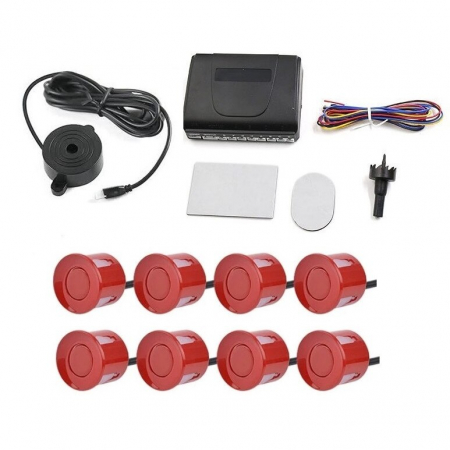 Set 8 senzori parcare Rosii fata spate cu avertizare sonora fara monitor S200-8-Red [1]