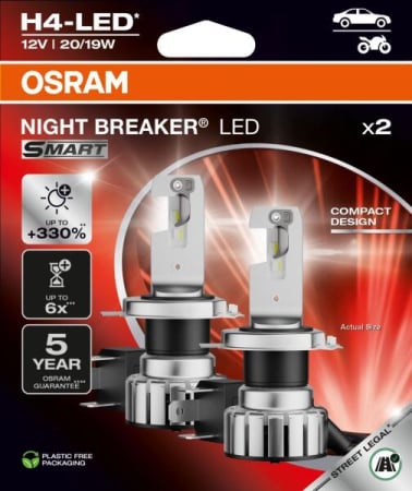 Becuri si sigurante auto - Set Becuri Auto LED – OSRAM NIGHT BREAKER H4-LED SMART – Omologate RAR H4