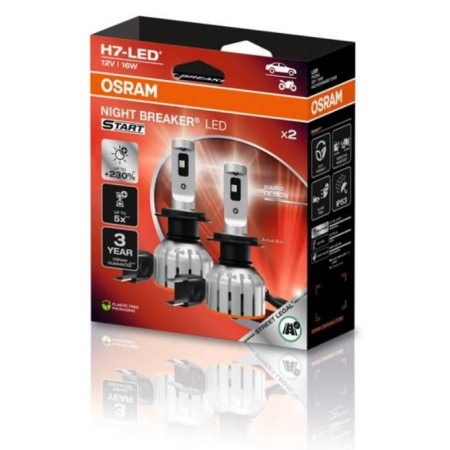 Becuri si sigurante auto - Set Becuri Auto LED – OSRAM NIGHT BREAKER H7-LED START – Omologate RAR H7
