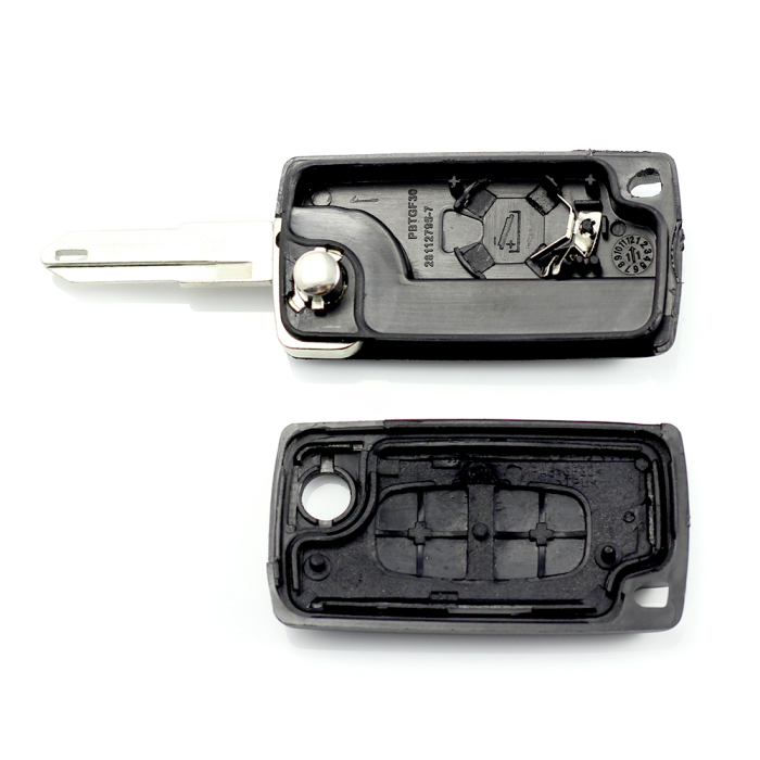 Citroen / Peugeot 206 - Carcasa tip cheie briceag cu 2 butoane si suport baterie [2]