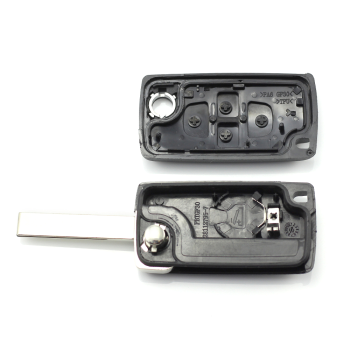 Citroen / Peugeot - Carcasa tip cheie briceag cu 4 butoane si suport baterie, lama tip VA2-SH4 [2]