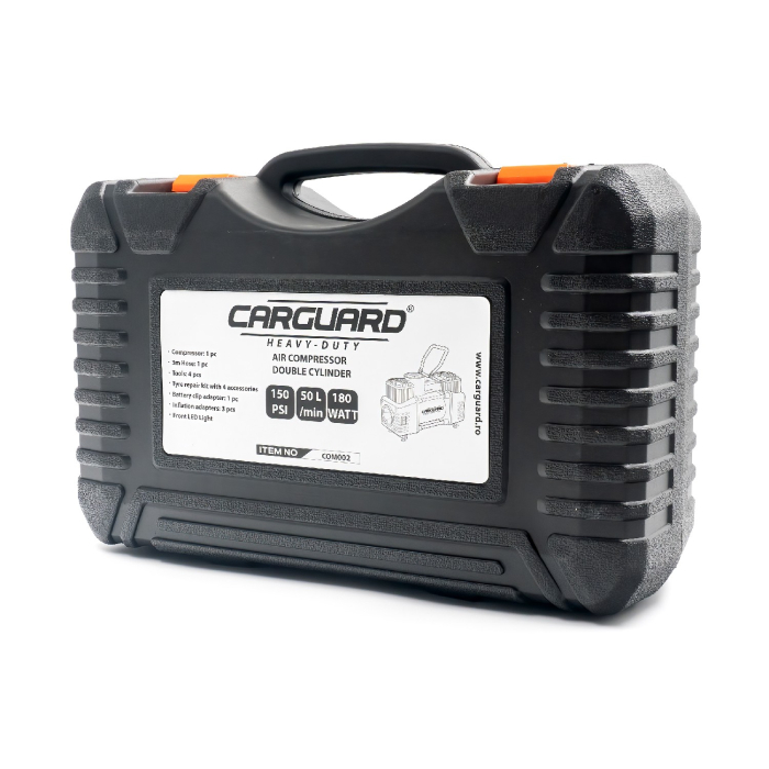 Compresor auto Carguard Heavy-Duty dublu cilindru - 50 L/min - 150 PSI - LED + kit reparație anvelope [5]