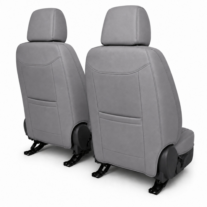 Huse auto premium 5 locuri Carguard Deluxe piele ecologică perforată - gri - negru [7]