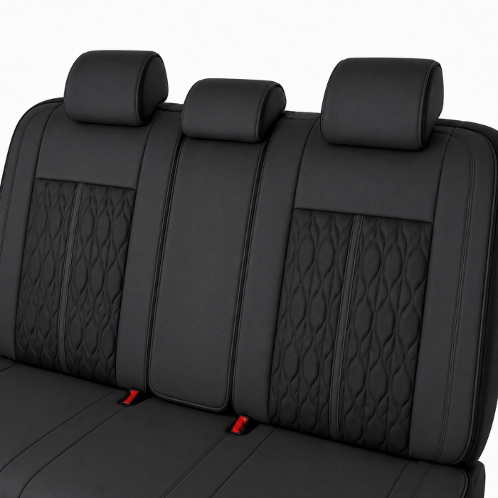 Huse auto premium 5 locuri Carguard Deluxe piele ecologică perforată - negru [5]