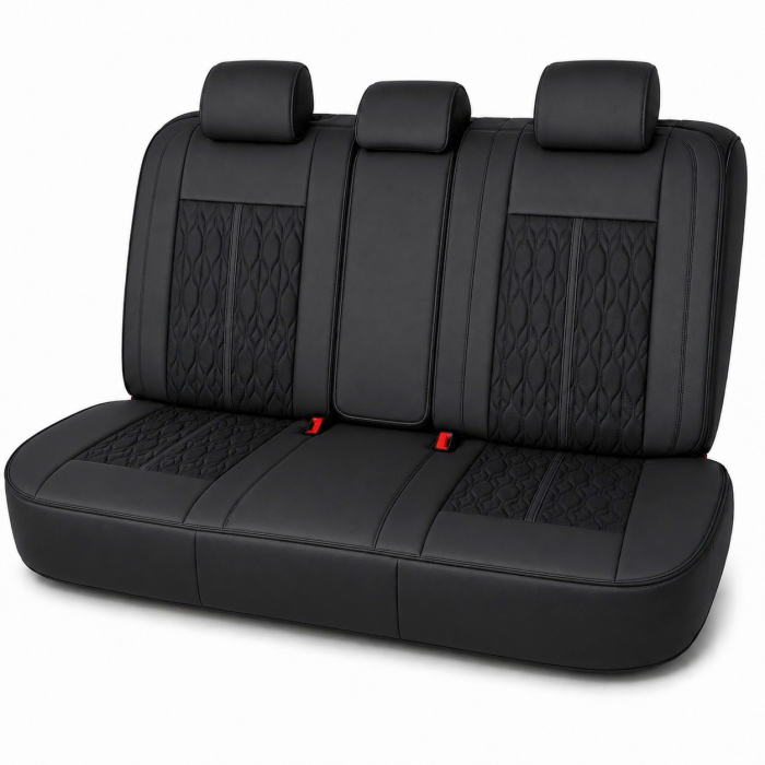 Huse auto premium 5 locuri Carguard Deluxe piele ecologică perforată - negru [3]