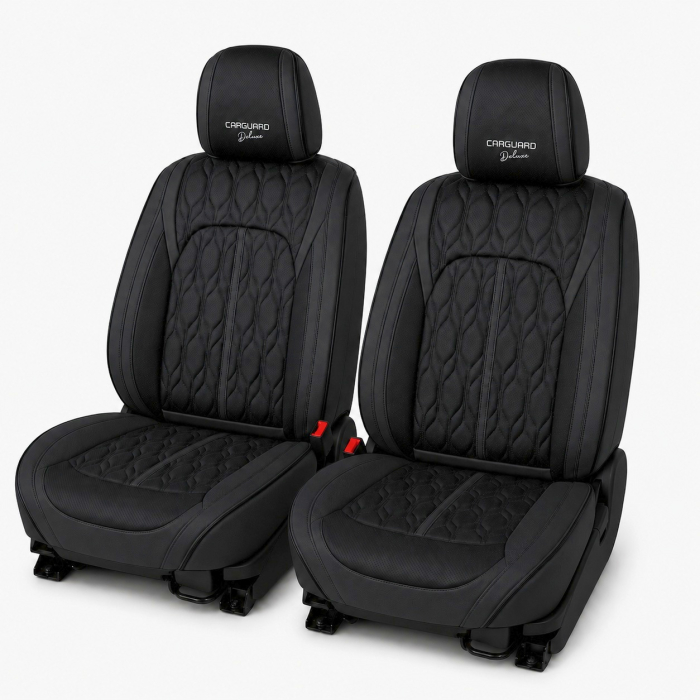 Huse auto premium 5 locuri Carguard Deluxe piele ecologică perforată - negru [2]