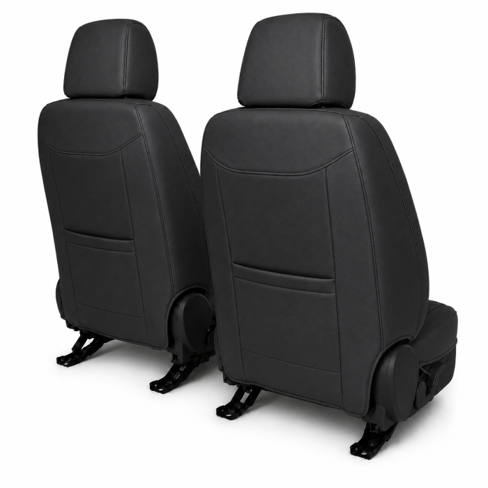 Huse auto premium 5 locuri Carguard Deluxe piele ecologică perforată - negru - alb [7]