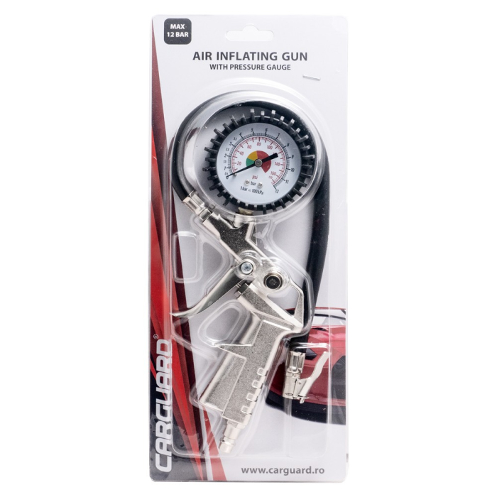Pistol pneumatic de umflat cu manometru, presiune maximă 12 BAR, conexiune 1/4" Carguard [2]