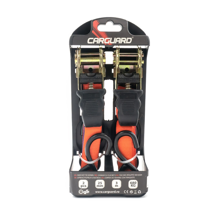 Set 2 chingi cu clichet, rezistență la 680 kg/chingă - 25 mm × 3 m - Carguard [2]