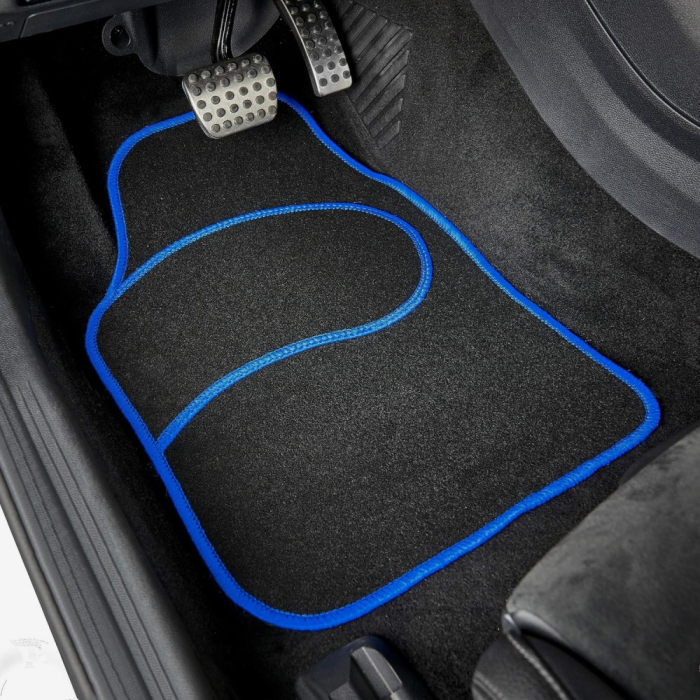 Set covorașe auto textile universale Carguard 64 x 44 cm | 44 x 29 cm - negru - albastru [3]