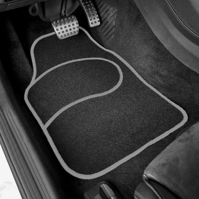 Set covorașe auto textile universale Carguard 64 x 44 cm | 44 x 29 cm - negru - gri [3]