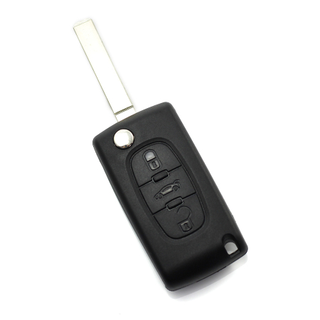 Carcase de chei OEM - Citroen / Peugeot 307 - Carcasa tip cheie briceag 3 butoane, lama VA2-SH3, cu suport baterie, buton portbagaj