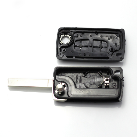 Citroen / Peugeot 307 - Carcasa tip cheie briceag cu 2 butoane, lama VA2-SH2 cu suport baterie [1]