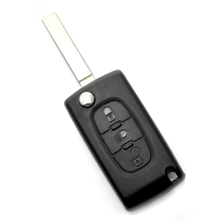 Carcase de chei OEM - Citroen / Peugeot 307 - Carcasa tip cheie briceag cu 3 butoane, lama VA2-SH3, fara suport baterie