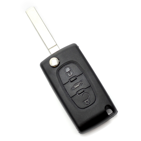 Carcase de chei OEM - Citroen / Peugeot 307 - Carcasa tip cheie briceag cu 3 butoane, lama VA2-SH3, fara suport baterie, buton portbagaj