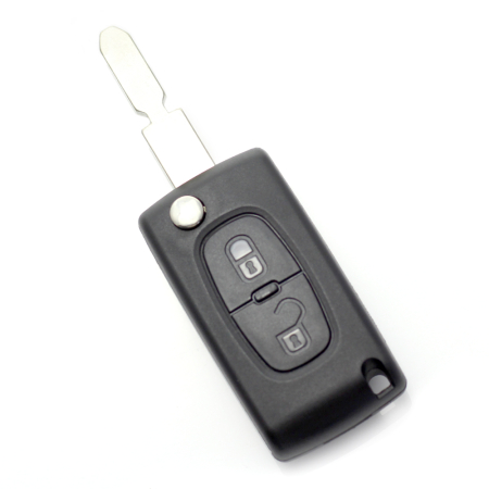Carcase de chei OEM - Citroen / Peugeot 406 - Carcasa tip cheie briceag cu 2 butoane, lama NE78-SH2 cu suport baterie