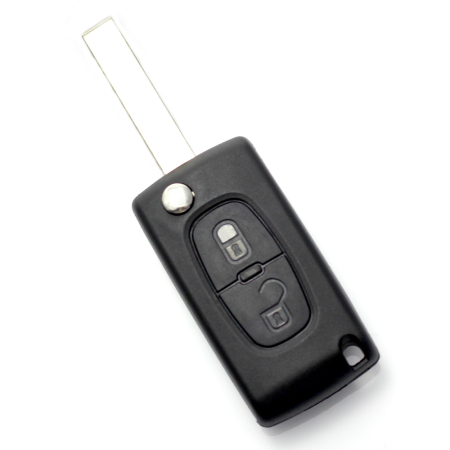 Carcase de chei OEM - Citroen / Peugeot 407 - Carcasa tip cheie briceag cu 2 butoane, lama HU83-SH2 fara suport baterie