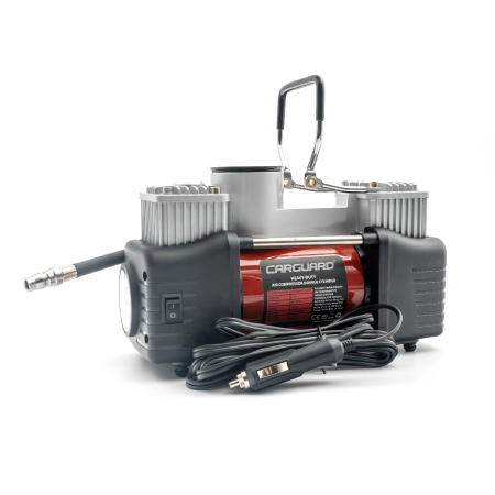 Accesorii Auto - Compresor auto Carguard Heavy-Duty dublu cilindru - 50 L/min - 150 PSI - LED + kit reparație anvelope