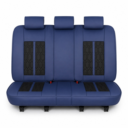 Huse auto premium 5 locuri Carguard Deluxe piele ecologică perforată - albastru inchis - negru [2]