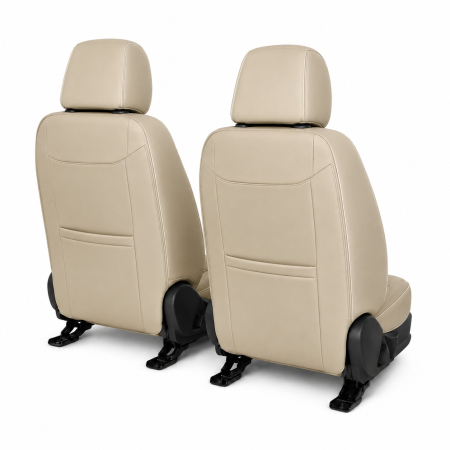Huse auto premium 5 locuri Carguard Deluxe piele ecologică perforată - maro deschis - crem [5]