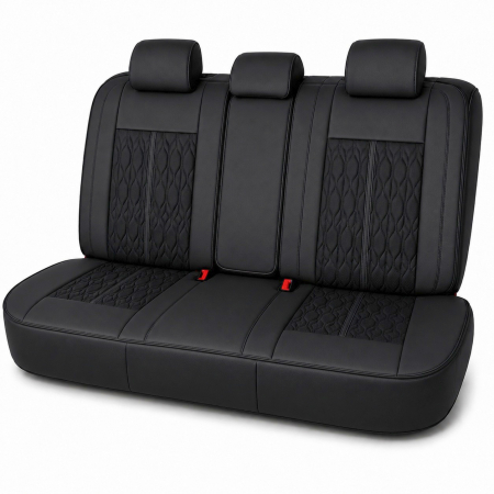 Huse auto premium 5 locuri Carguard Deluxe piele ecologică perforată - negru [2]