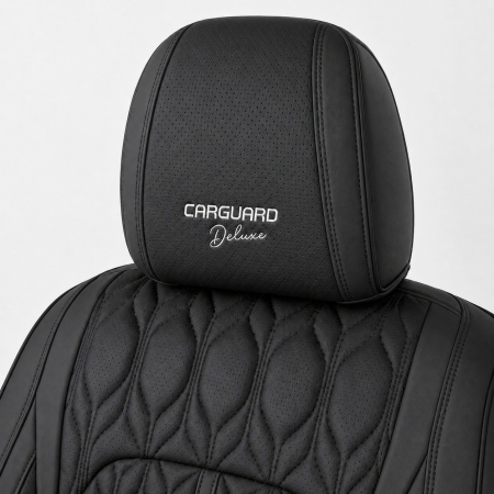 Huse auto premium 5 locuri Carguard Deluxe piele ecologică perforată - negru [3]