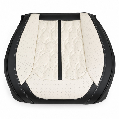 Huse auto premium 5 locuri Carguard Deluxe piele ecologică perforată - negru - crem [5]