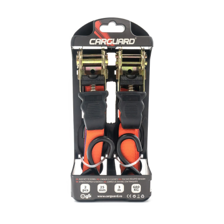 Set 2 chingi cu clichet, rezistență la 680 kg/chingă - 25 mm × 3 m - Carguard [1]