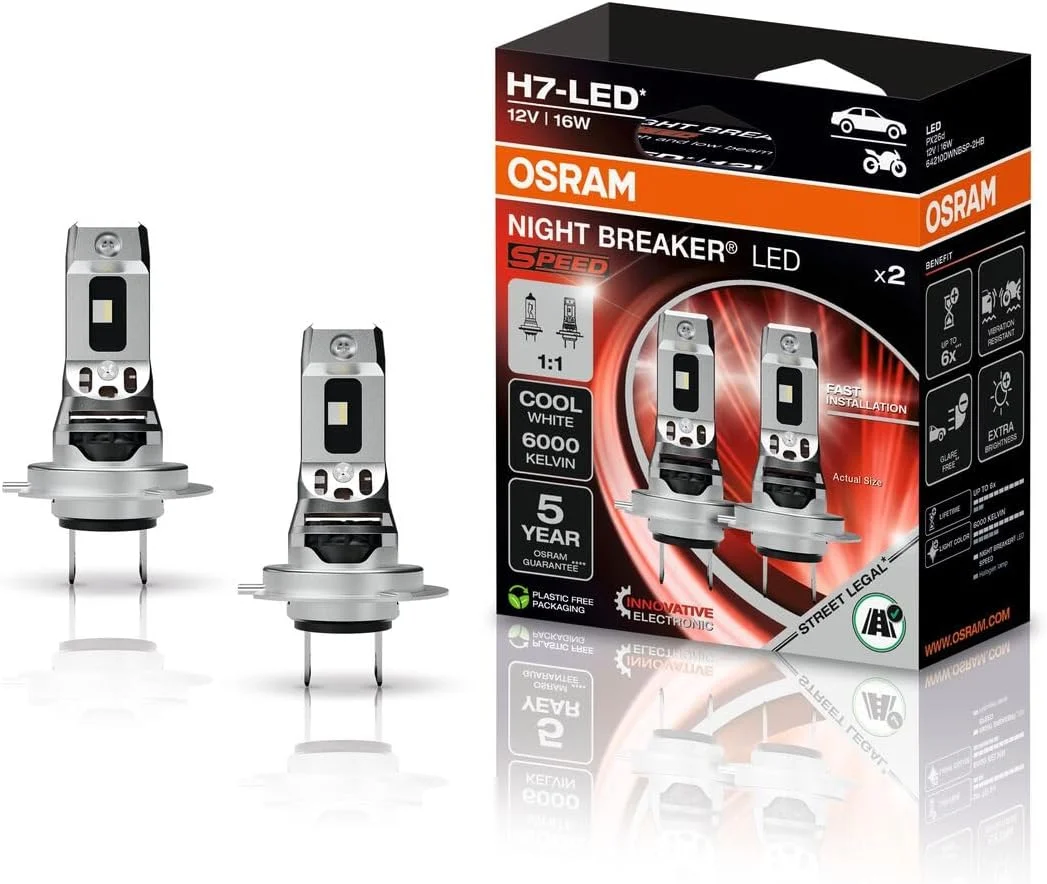 H7 - Set 2 H7 Osram Night Breaker Speed LED omologate RAR Street Legal