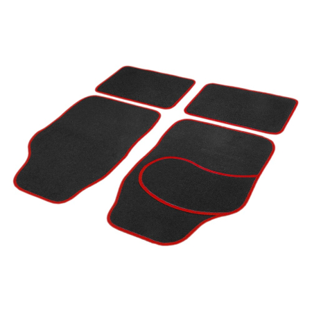 Huse - Set covorașe auto textile universale Carguard 64 x 44 cm | 44 x 29 cm - negru - roșu