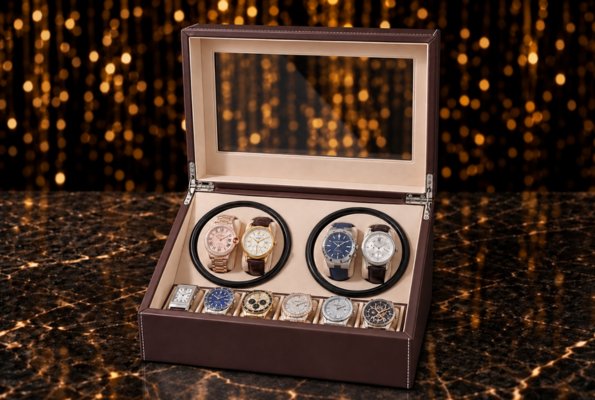 Watch Winder Luxury 4+6 negru, vedere de aproape
