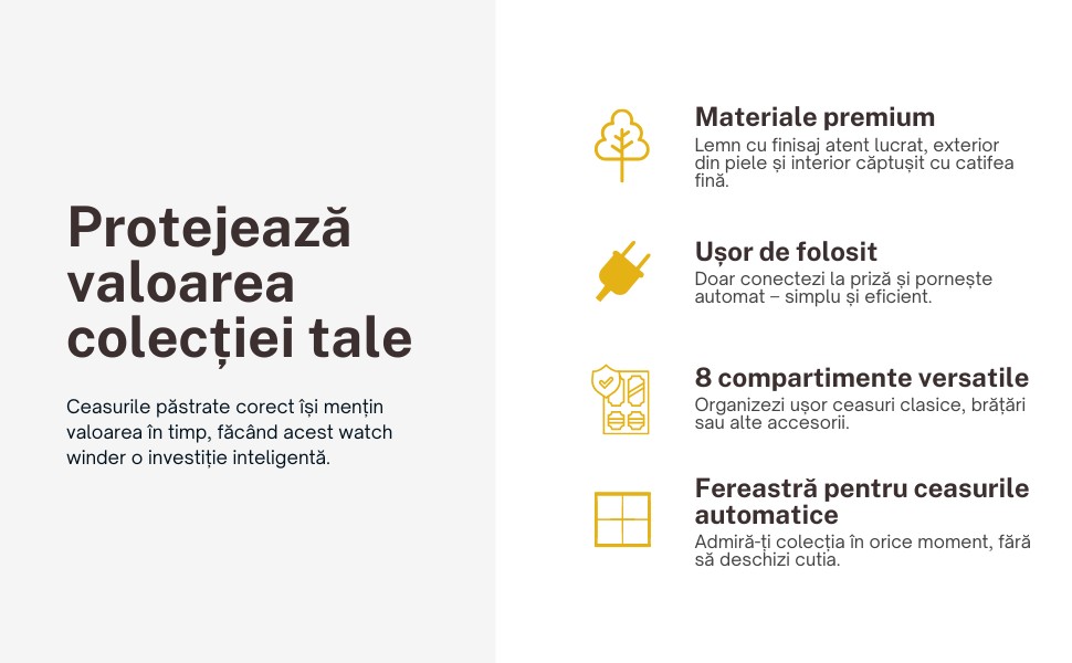 Features Dispozitiv intors ceasuri automatice