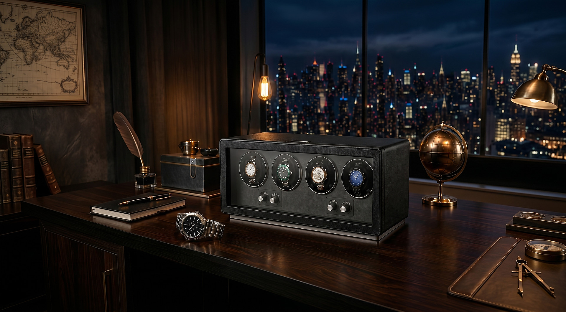 Watch Winder Premium pentru 4 ceasuri automate Ava-Stars