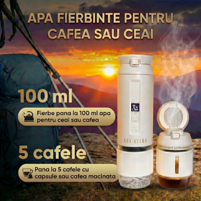 Aparat cafea portabil, Espressor 4in1 capsule Nespresso, Dolce Gusto, cafea macinata si ceai, 25 Bar, baterie 9600mAh, incalzire apa, pentru masina, camping, calatorii [5]