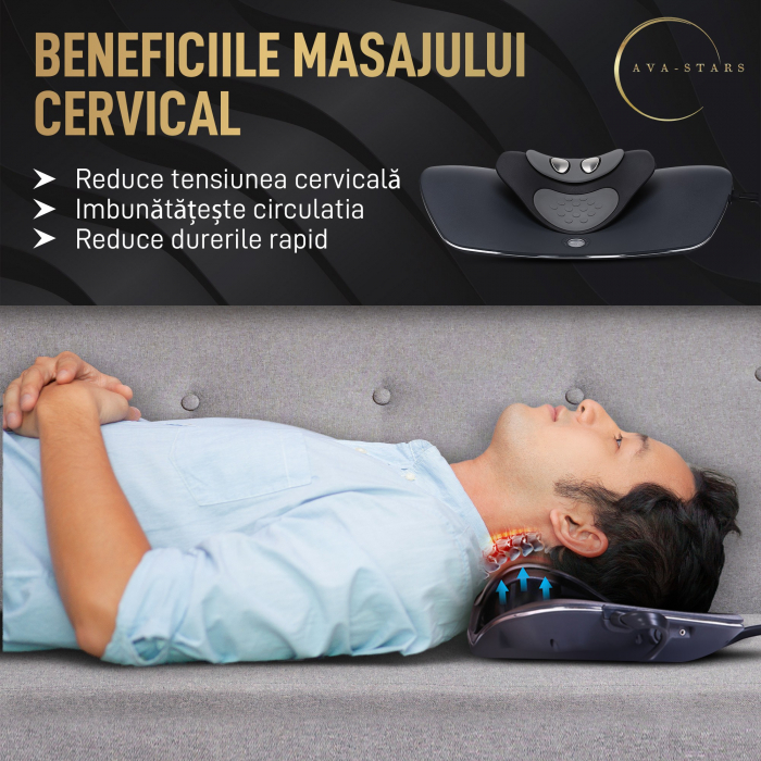 Aparat Masaj Cervical, Amelioreaza Durerile Cervicale, Relaxeaza Musculatura Umeri si Spate, Sistem de Masat Infrarosu, Acupunctura, TENS, EMS, Functie Incalzire, 12 Nivele de Intensitate, Gri [7]