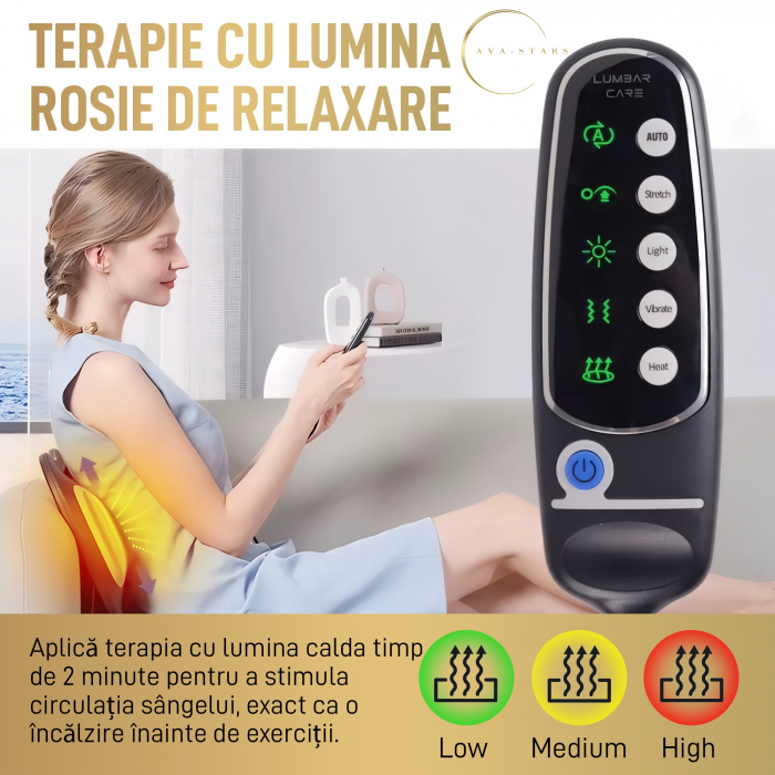 Aparat Masaj Lombar cu Încălzire, Terapie cu Lumină Roșie și EMS – Relaxare pentru Spate și Picioare, 3 Nivele, Simuleaza Masajul Uman [2]
