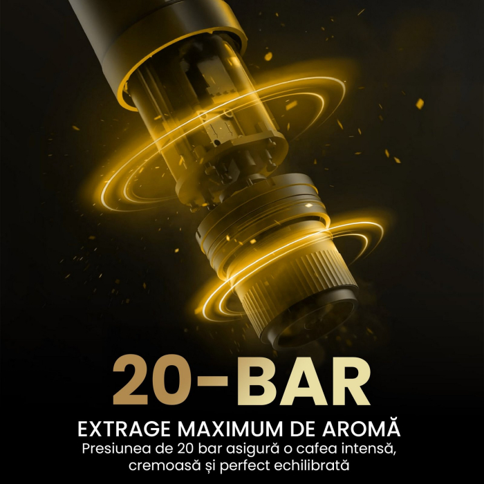 Aparat de cafea portabil AVA-STARS negru, espresso cu crema fina, fara prizа, baterie 9600mAh [6]