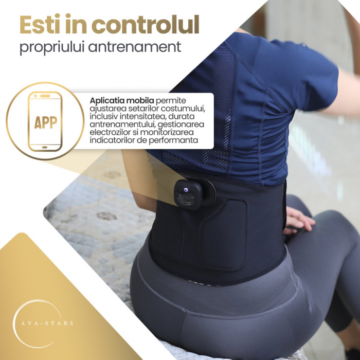 Centură EMS pentru Tonifiere Abdominală, Ava-Stars®, Echipament Fitness, Încărcare USB, Mărime Universală [6]