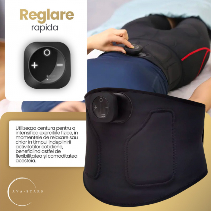 Centură EMS pentru Tonifiere Abdominală, Ava-Stars®, Echipament Fitness, Încărcare USB, Mărime Universală [7]