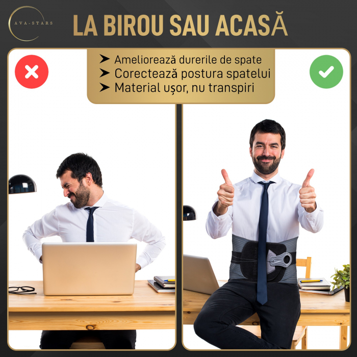 Centura Lombara, Suport Zona Lombara pentru Decompresie Coloana V, Hernie de Disc, Durere Sciatica, Ajustabila, Unisex [2]