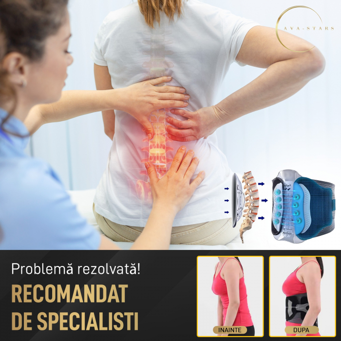 Centura Lombara, Suport Zona Lombara pentru Decompresie Coloana V, Hernie de Disc, Durere Sciatica, Ajustabila, Unisex [4]