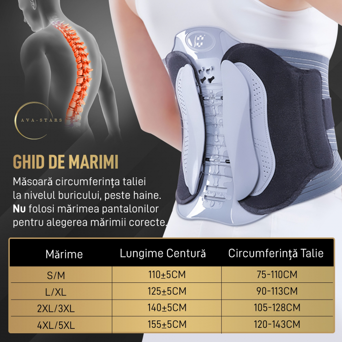 Centura Lombara, Suport Zona Lombara pentru Decompresie Coloana V, Hernie de Disc, Durere Sciatica, Ajustabila, Unisex [5]