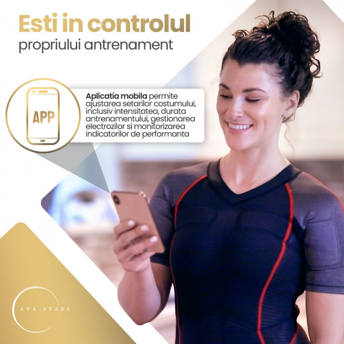 Costum EMS wireless, de dama, pentru tonifiere musculară și fitness, Ava-Stars, echipament cu electrostimulare pentru exerciții, mărimea L [6]