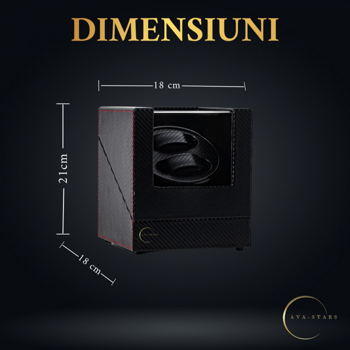 Cutie de intors ceasuri automatice, watch winder 2, 4 moduri de rotatie, interior si exterior din piele, negru dungat [6]